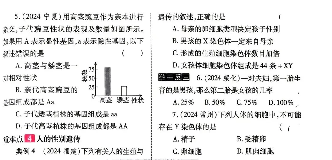 中考生物—基因组推断与概率计算技巧点拨 第3张 中考生物—基因组推断与概率计算技巧点拨 第3张