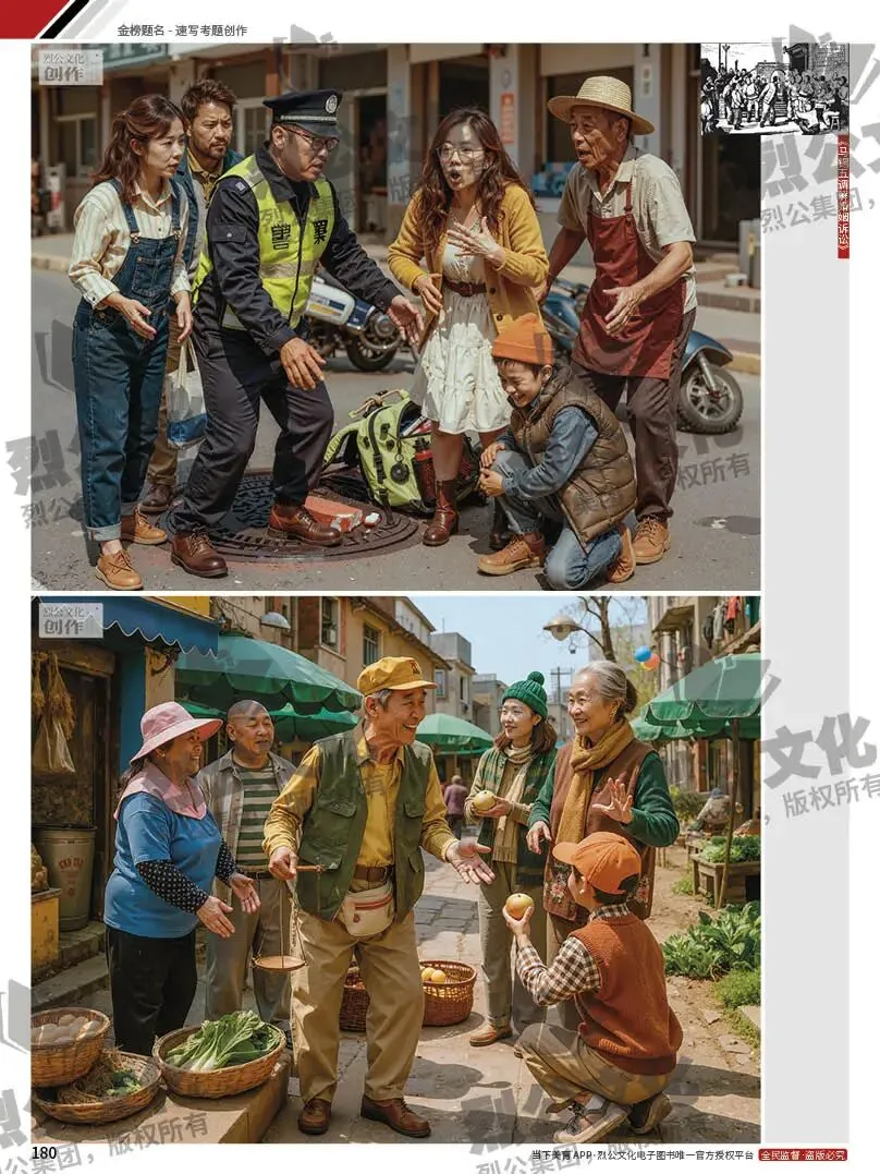 《金榜题名-速写考题创作》从考试题型出发,涵盖改革单人到多人场景、美术鉴赏二创、模板套题、一题多解、创意速写、真题与考月考 第202张