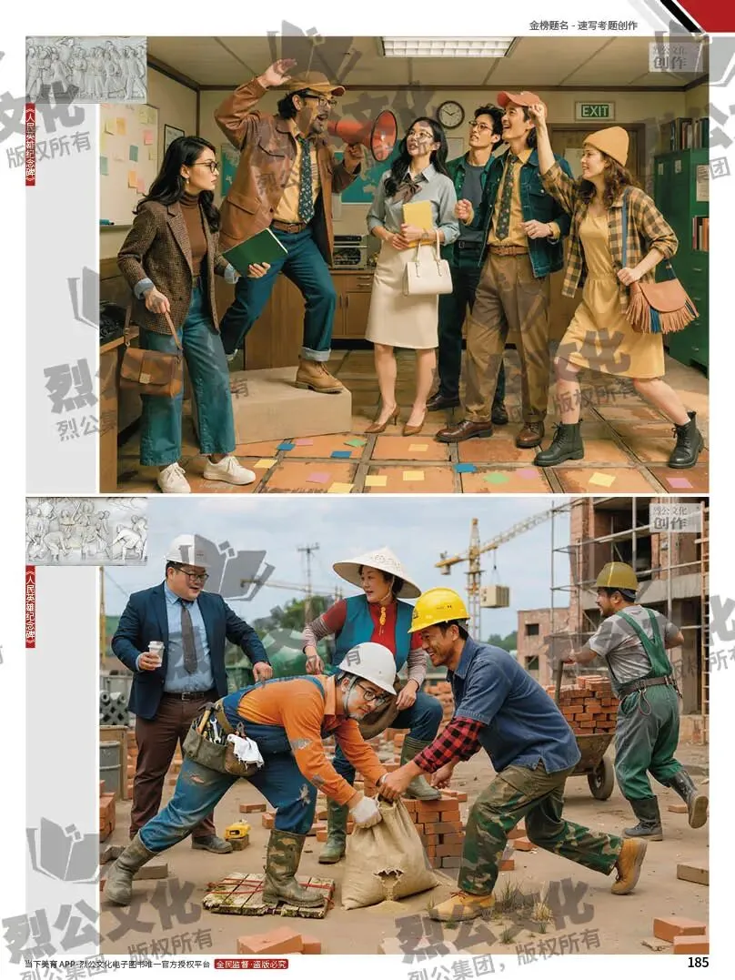 《金榜题名-速写考题创作》从考试题型出发,涵盖改革单人到多人场景、美术鉴赏二创、模板套题、一题多解、创意速写、真题与考月考 第207张