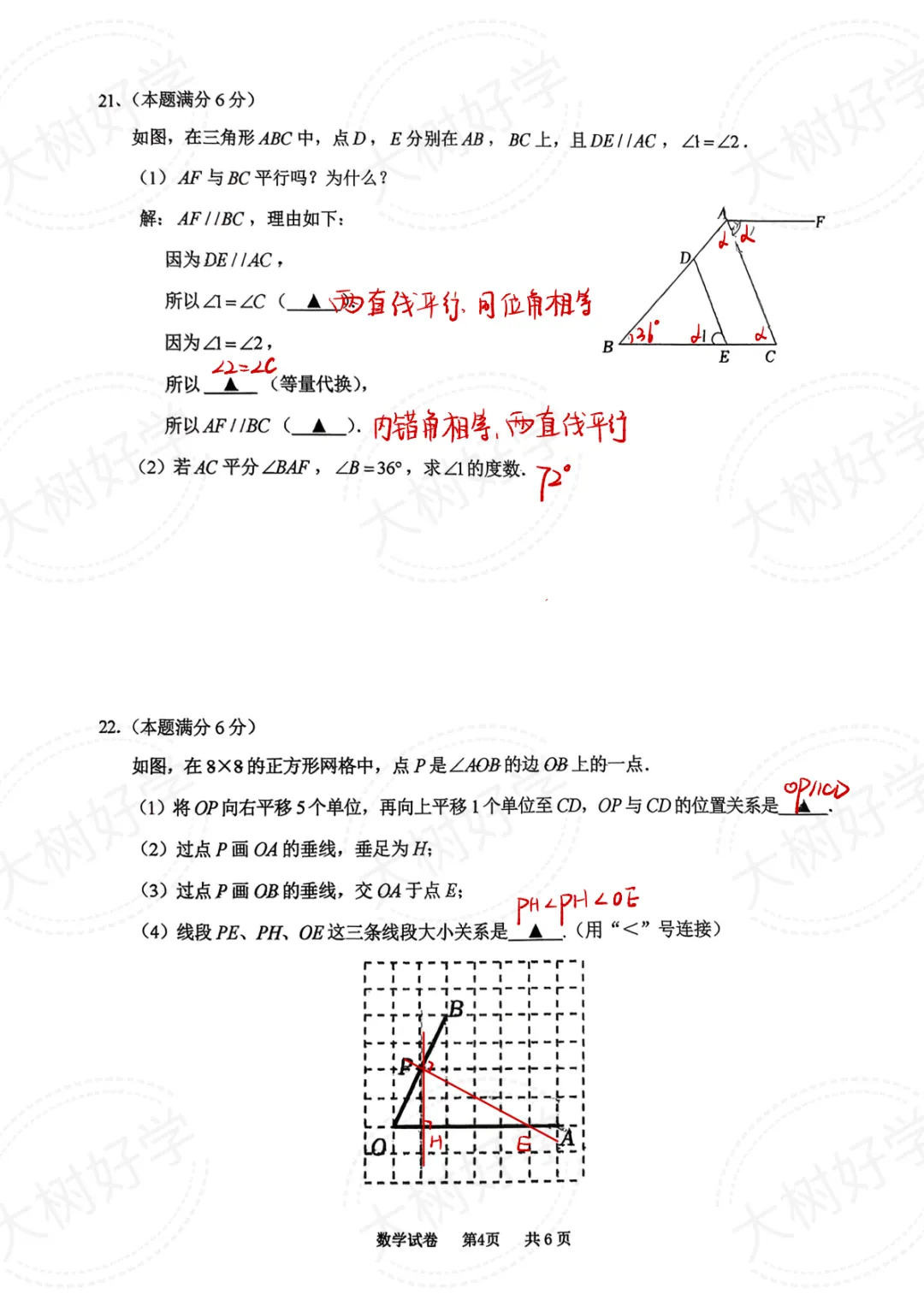 【初一数学】振华期末试卷来啦,快来对答案! 第5张