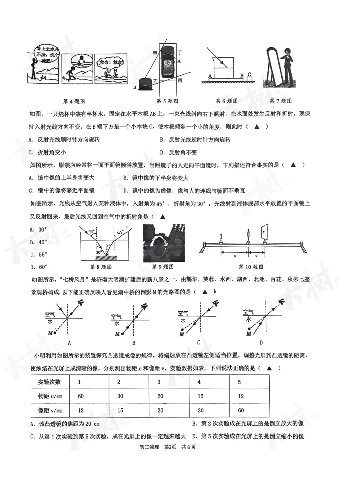 立达初二物理期中试卷来啦,快来对答案! 第5张 立达初二物理期中试卷来啦,快来对答案! 第5张
