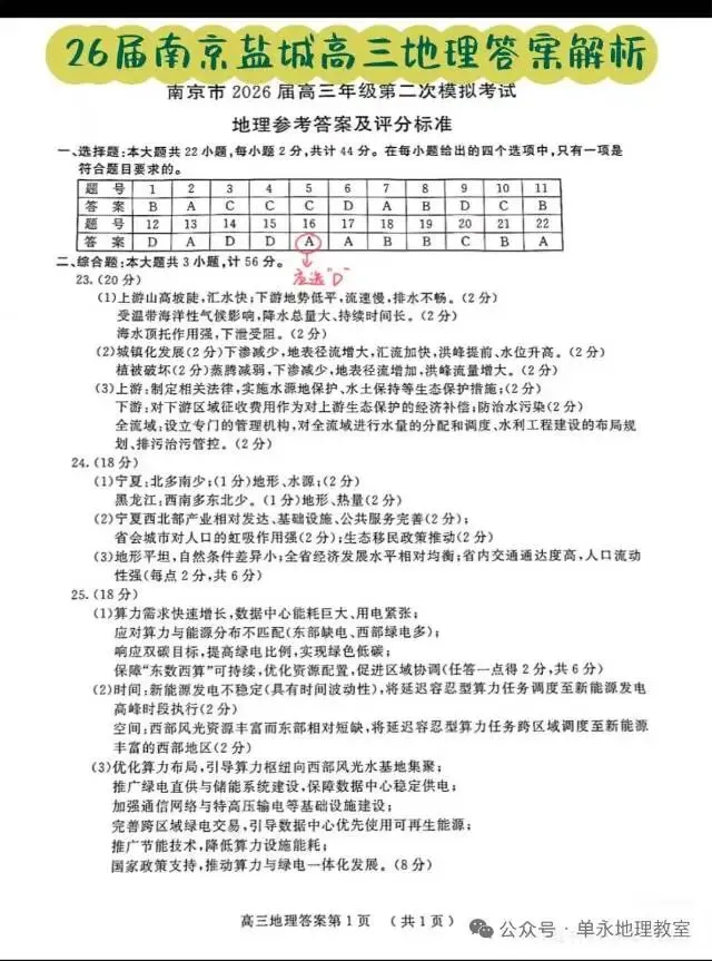 南京市高三地理二模试卷解析 第12张