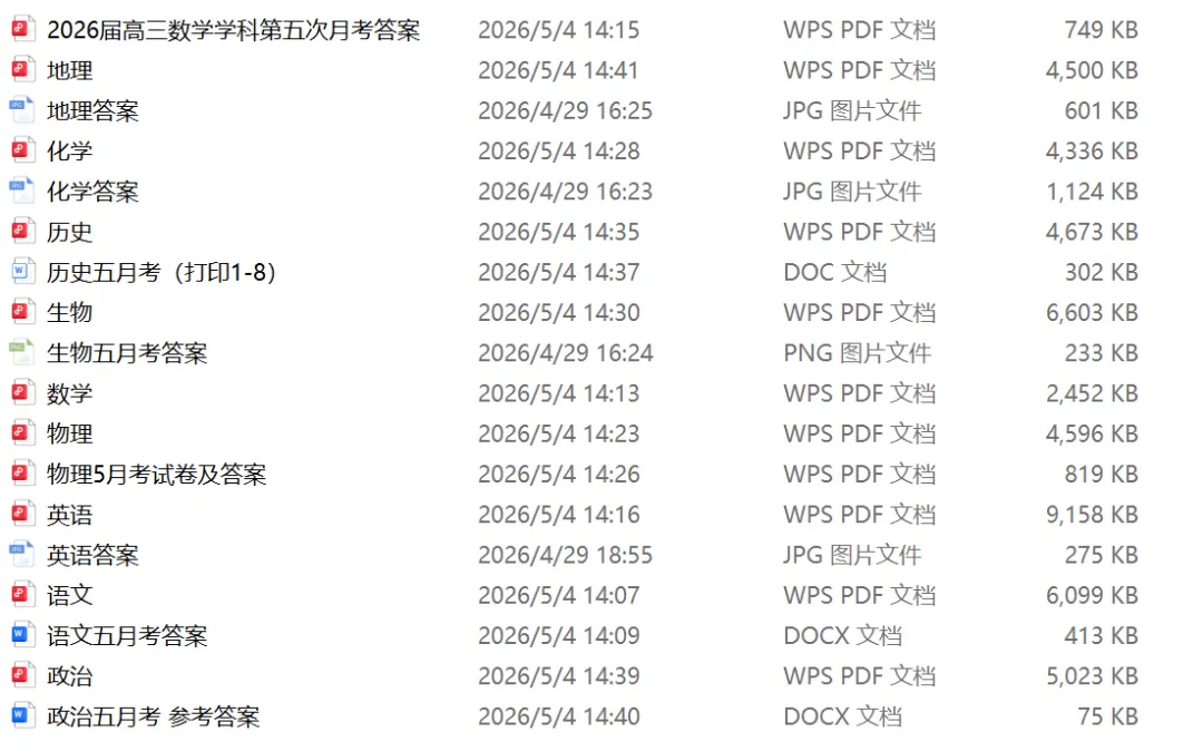 免费领!历年高考真题、一模二模、市三所五所试卷及答案解析 第14张 免费领!历年高考真题、一模二模、市三所五所试卷及答案解析 第14张