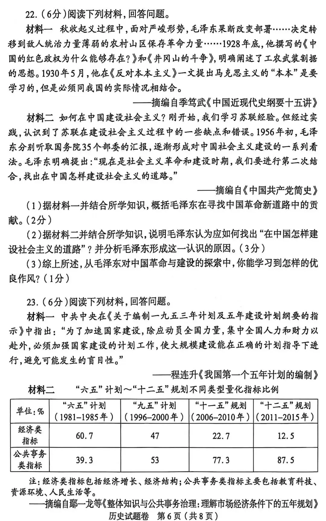 2026九年级中考历史模拟考试(郑州一模)含答案 第6张
