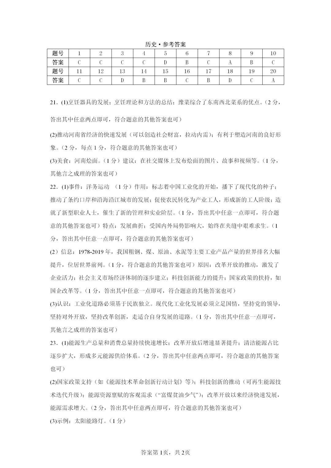 2026年中招第二次模拟考试历史试卷 第7张