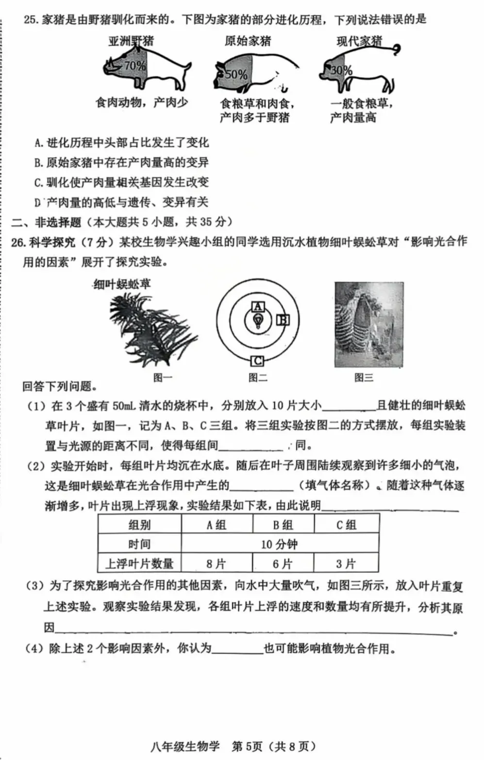 2026年4月石家庄桥西区一模生物试卷(含答案)-第7张图片-四季读书网