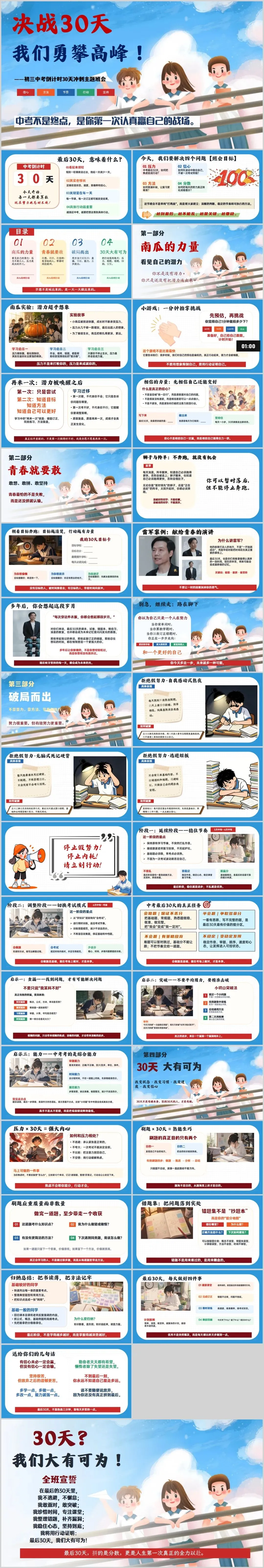 【初三】【中考冲刺】主题班会——决战30天,我们勇攀高峰PPT(35页PPT+17页配套逐字稿可编辑) 第4张 【初三】【中考冲刺】主题班会——决战30天,我们勇攀高峰PPT(35页PPT+17页配套逐字稿可编辑) 第4张