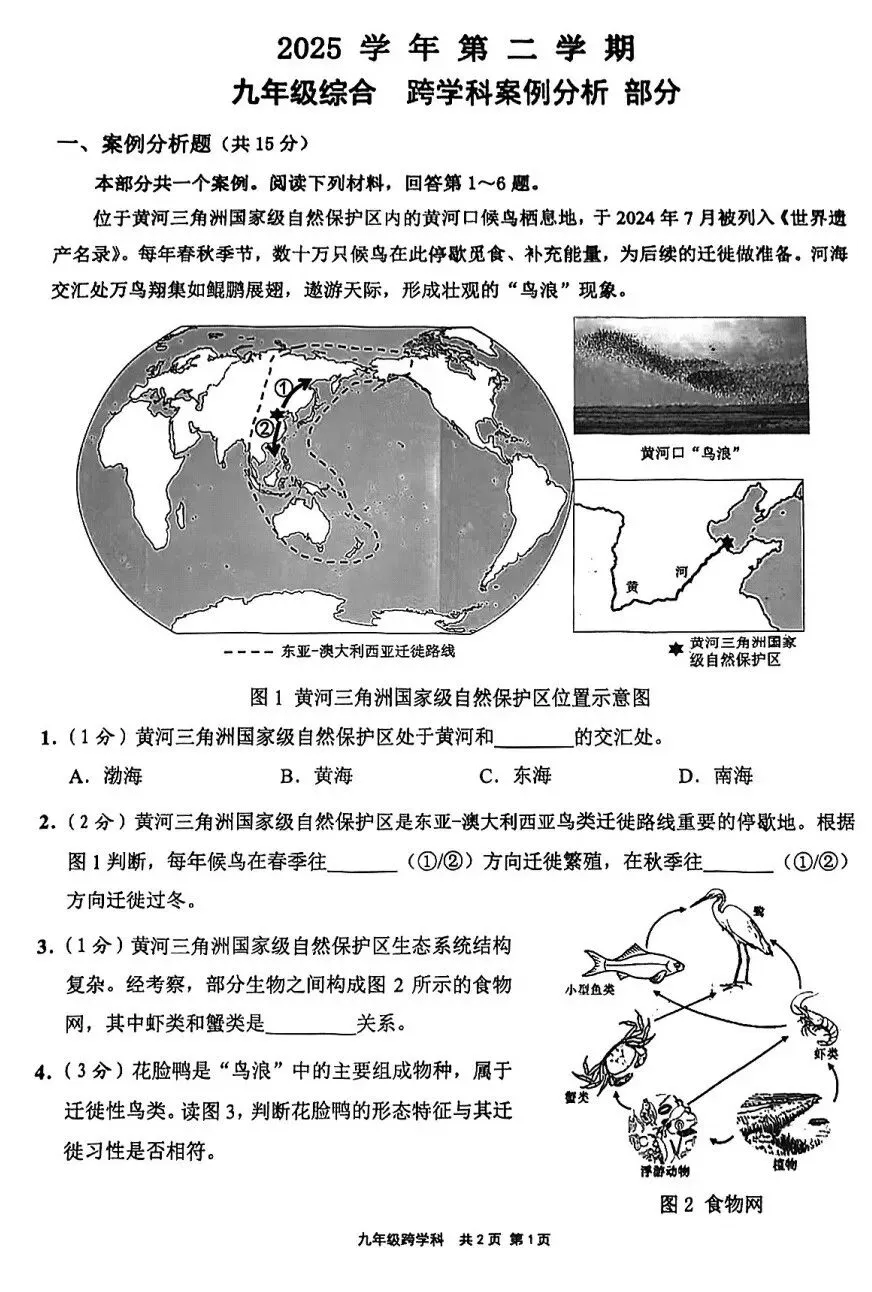 2026上海各区初三二模跨学科试卷及答案 第2张 2026上海各区初三二模跨学科试卷及答案 第2张