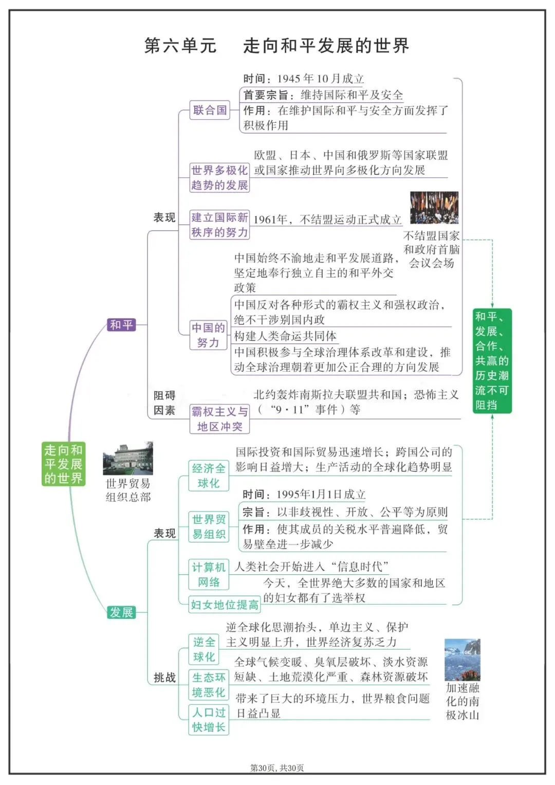 中考历史九年级下各单元知识点思维导图 第5张