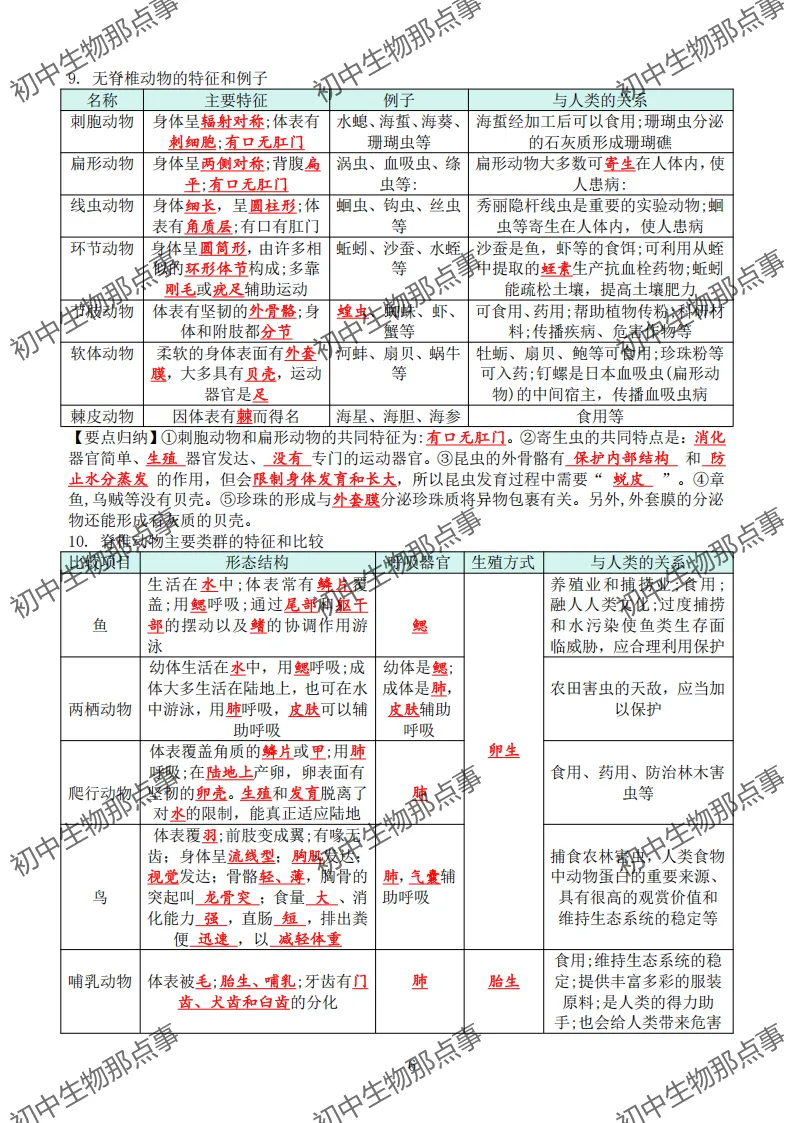 初中生物中考知识点 (人教版2026年最新版)-第9张图片-四季读书网 初中生物中考知识点 (人教版2026年最新版)-第9张图片-四季读书网