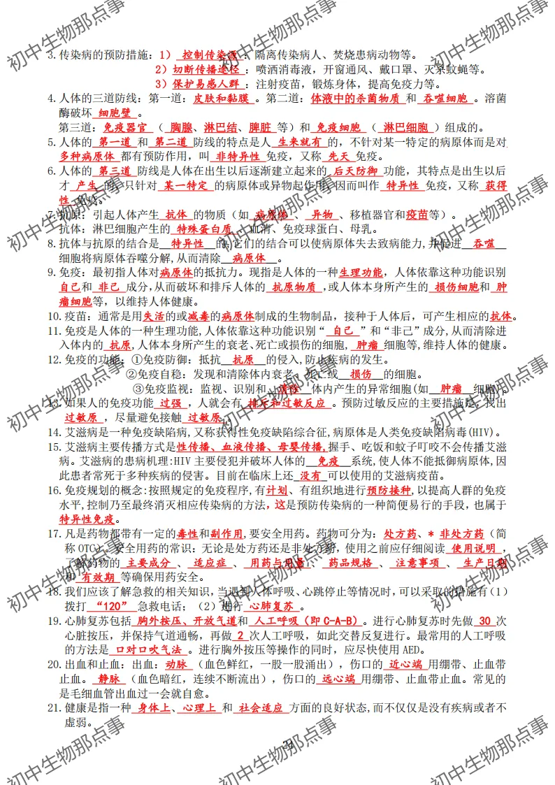 初中生物中考知识点 (人教版2026年最新版)-第20张图片-四季读书网 初中生物中考知识点 (人教版2026年最新版)-第20张图片-四季读书网