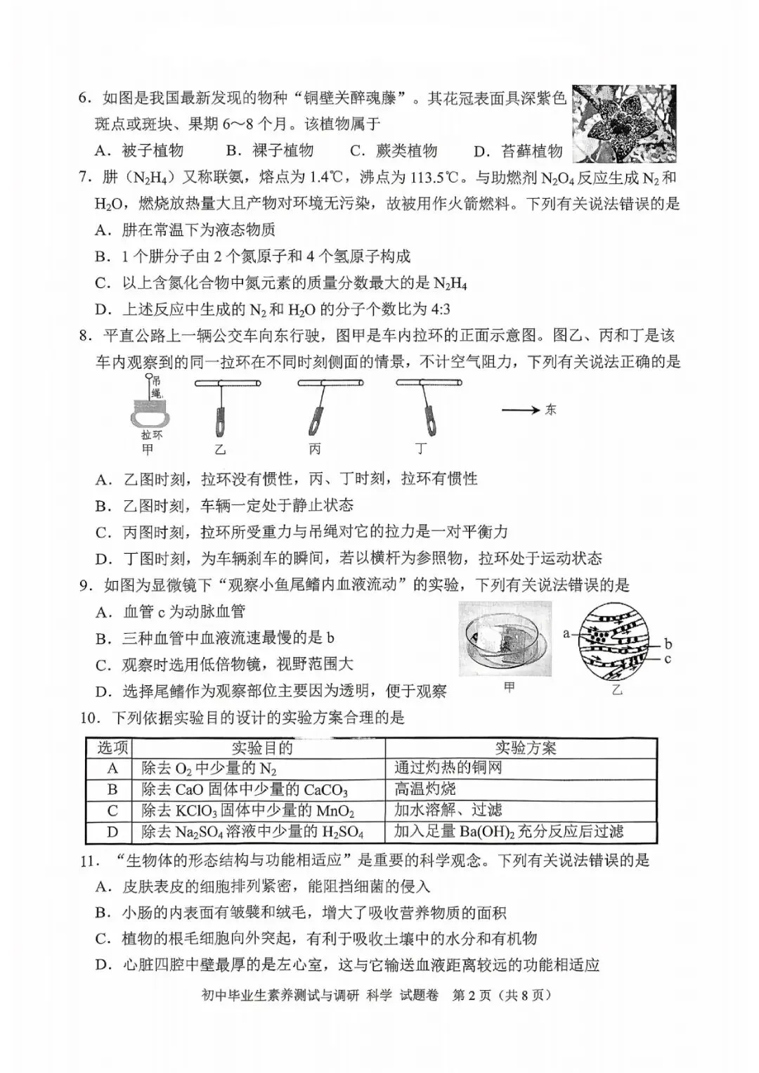 中考二模卷 | 2026年嘉兴市嘉善县初中学科素养测试与调研 (科学、数学、语文) 第5张
