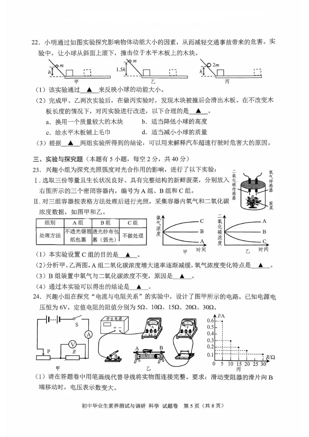 中考二模卷 | 2026年嘉兴市嘉善县初中学科素养测试与调研 (科学、数学、语文) 第8张