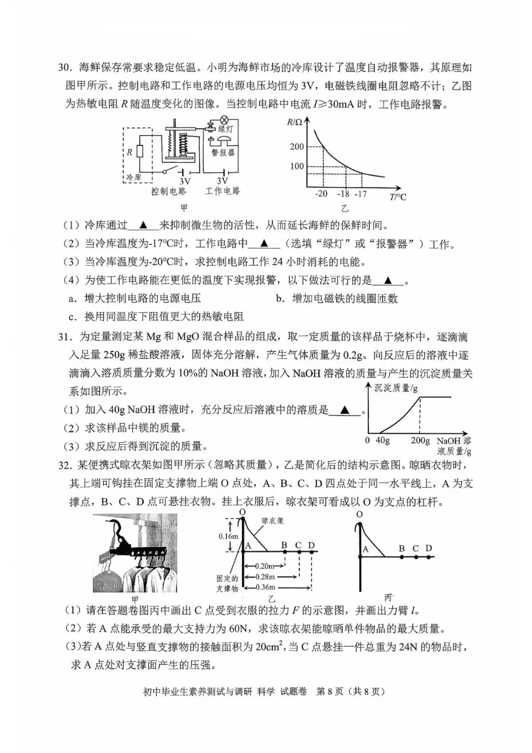 中考二模卷 | 2026年嘉兴市嘉善县初中学科素养测试与调研 (科学、数学、语文) 第11张