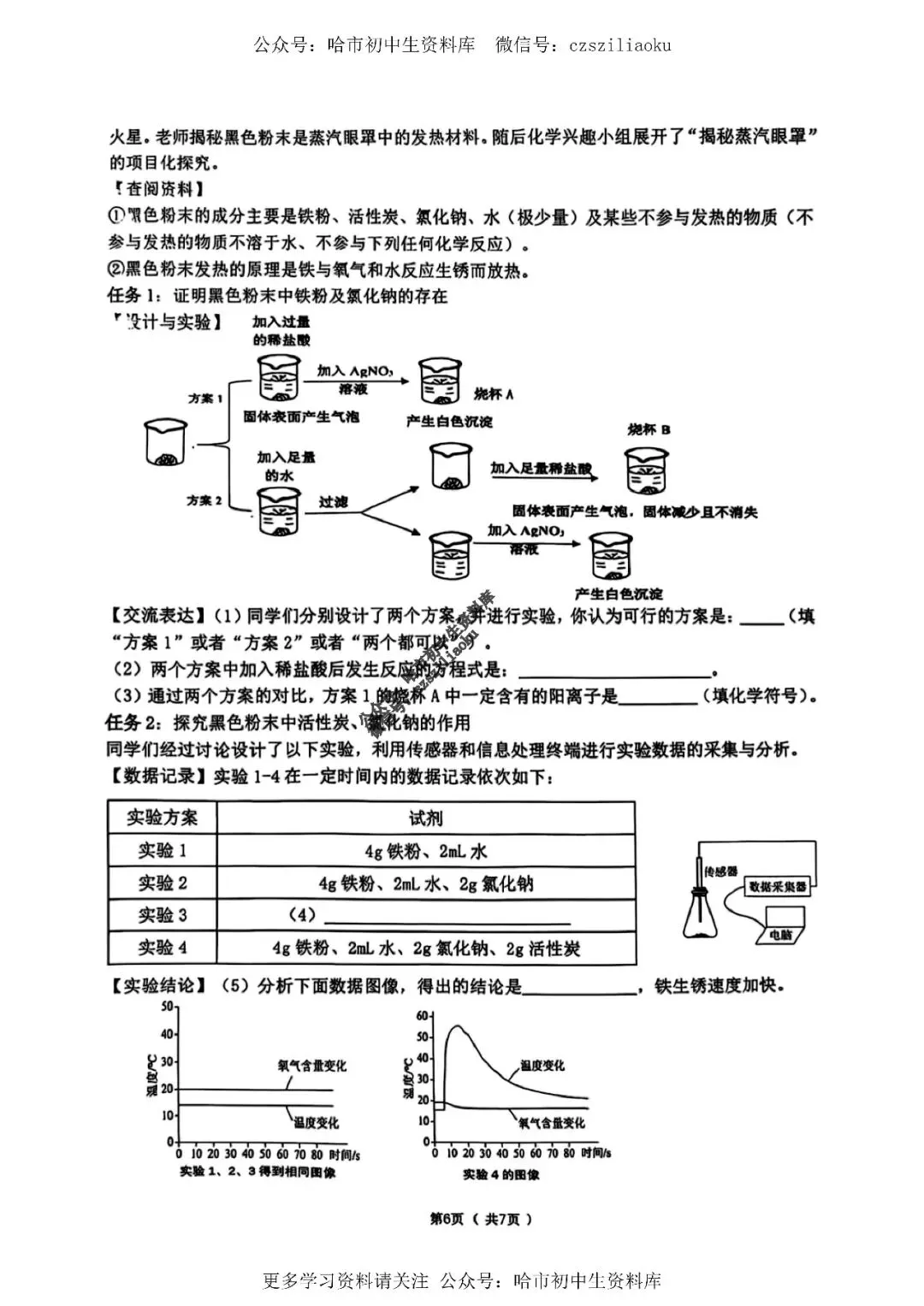 九年级化学·2026中考·道里区5月18日二模试卷+答案 第7张