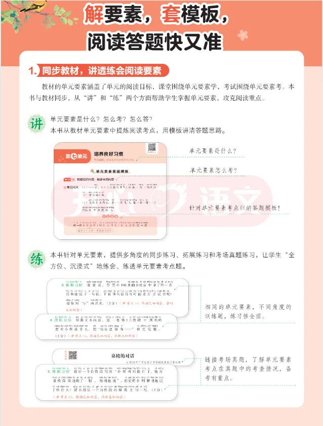 一下同步阅读答题模板+例题+真题 第1张
