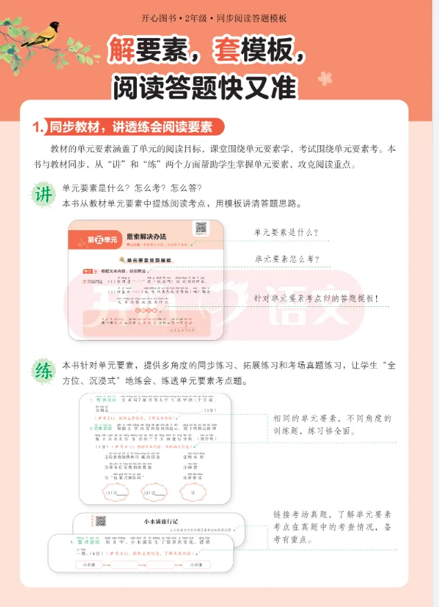 二下同步阅读答题模板+例题+真题 第1张