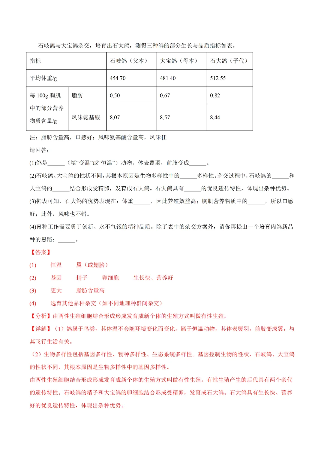 八年级下册 生物 人教版会考知识巩固+真题练习(电子版可打印) 第16张