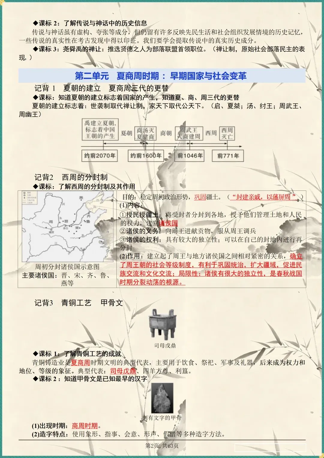 中考复习|2026年中考历史全六册复习提纲(电子版可打印) 第2张