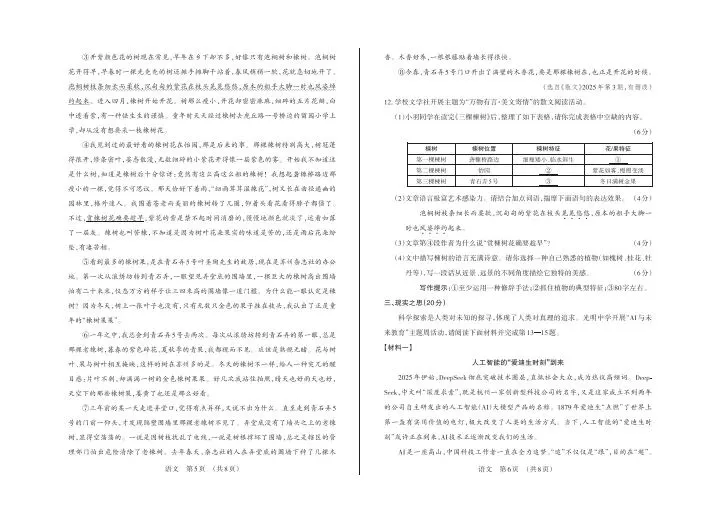 晋文源 24-25七年级下学期期末试卷+答案-第5张图片-四季读书网