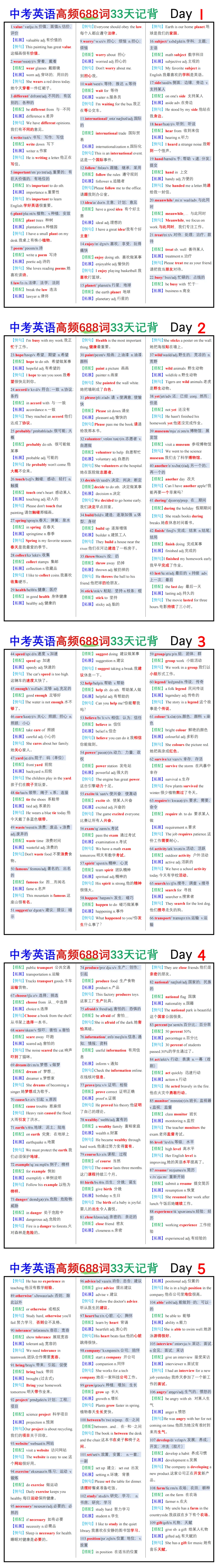 中考英语高频688词33天记背 第1张