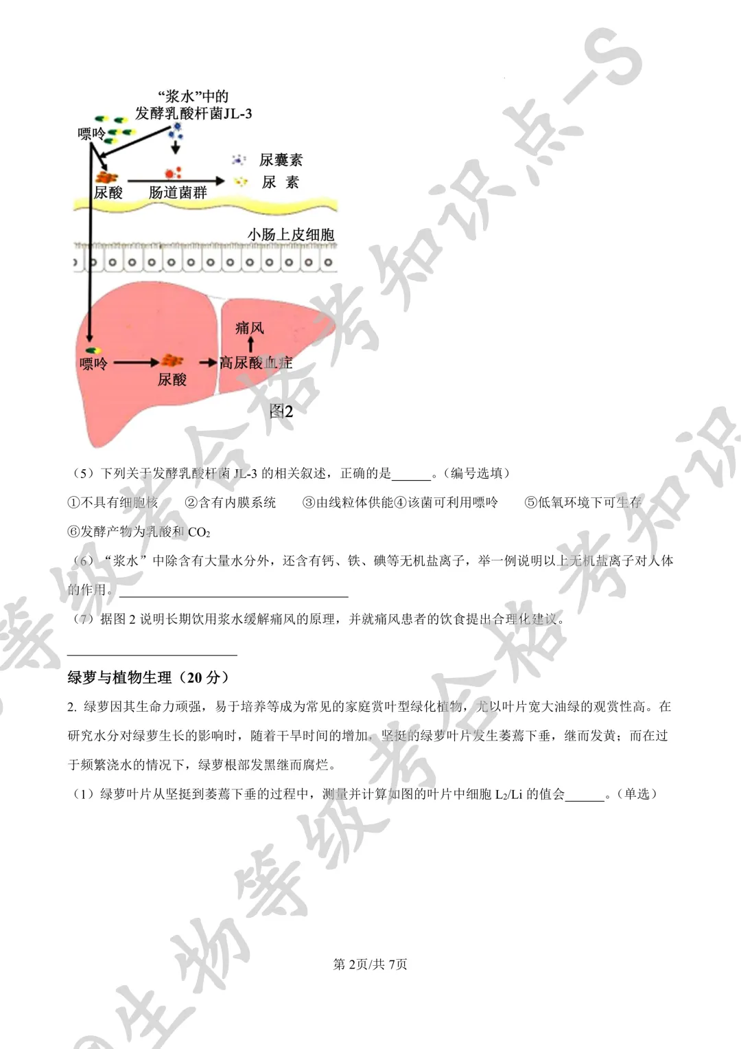 【上海合格考试卷】上海浦东新区民办东鼎外国语学校2024-2025学年高二下学期生物 合格考测试+答案 第2张