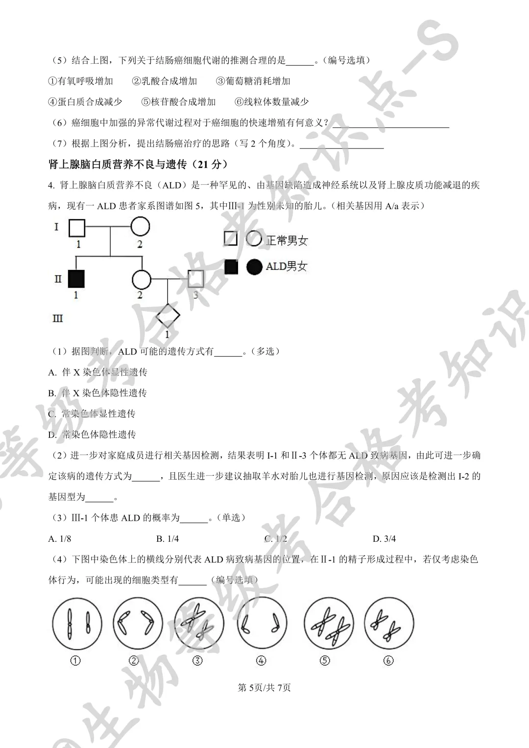 【上海合格考试卷】上海浦东新区民办东鼎外国语学校2024-2025学年高二下学期生物 合格考测试+答案 第5张