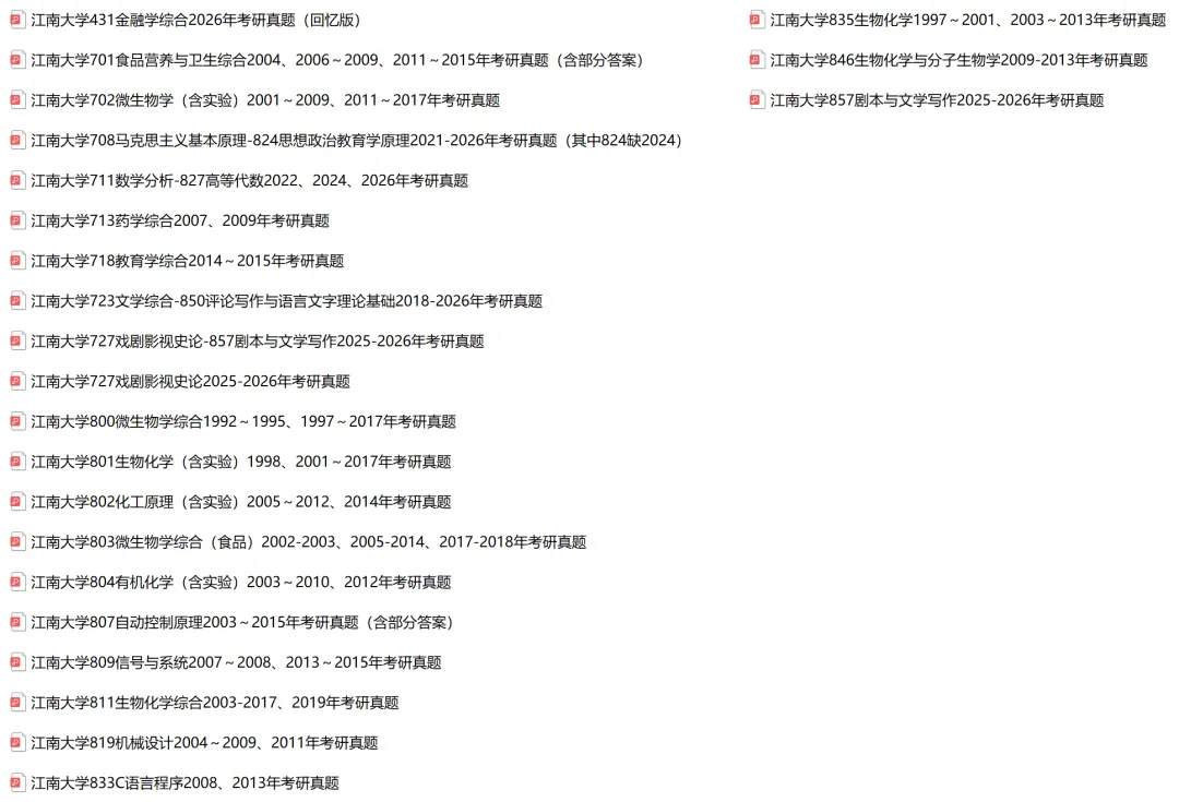 2027考研||江南大学考研专业课历年真题汇总(含2026真题+2025+2024) 第2张