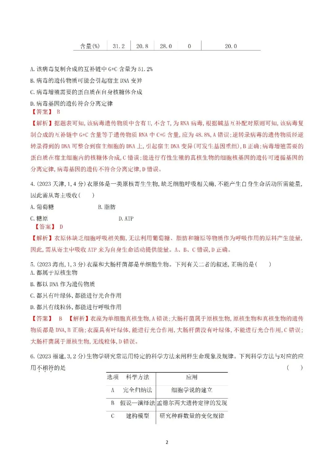 生物高考真题—专题02 细胞的结构和功能 第2张