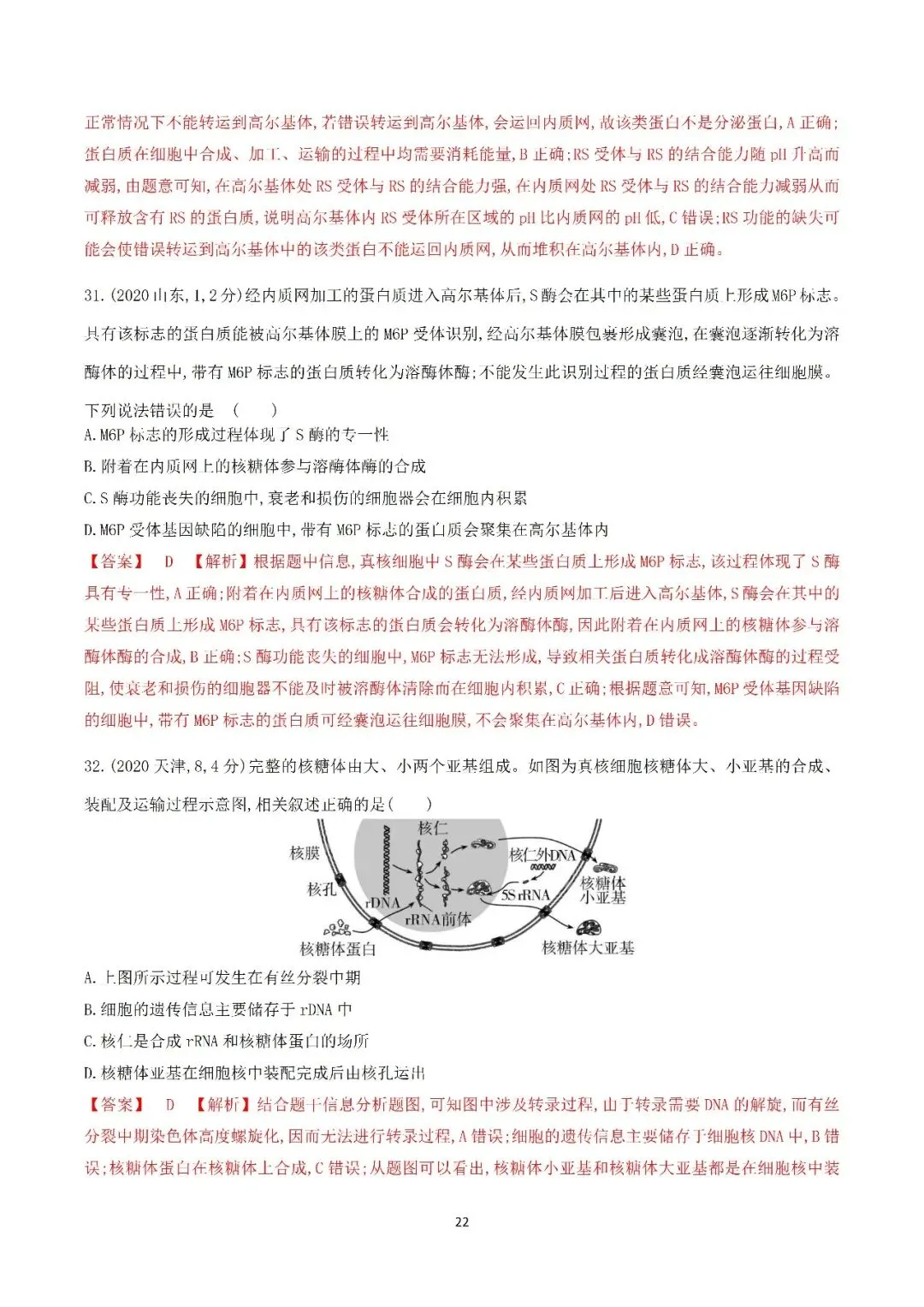 生物高考真题—专题02 细胞的结构和功能 第22张