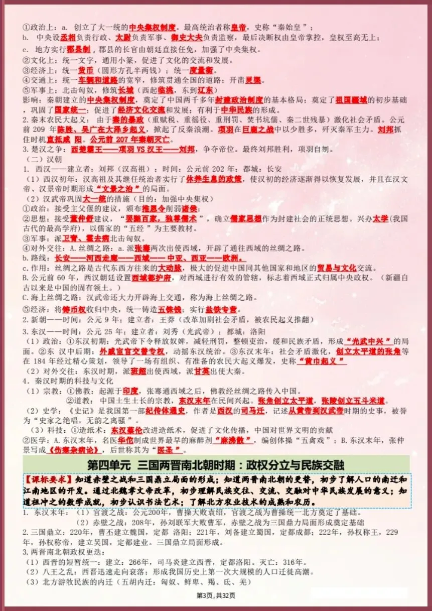 中考提分速记‖26新中考历史总复习提纲【电子版可打印!】 第3张 中考提分速记‖26新中考历史总复习提纲【电子版可打印!】 第3张