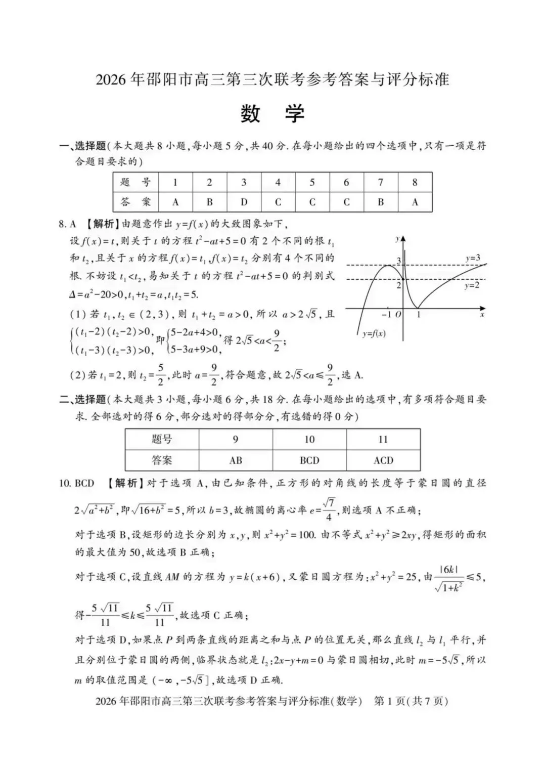 【高三】202605湖南省邵阳市第三次模拟考试数学试题 第5张