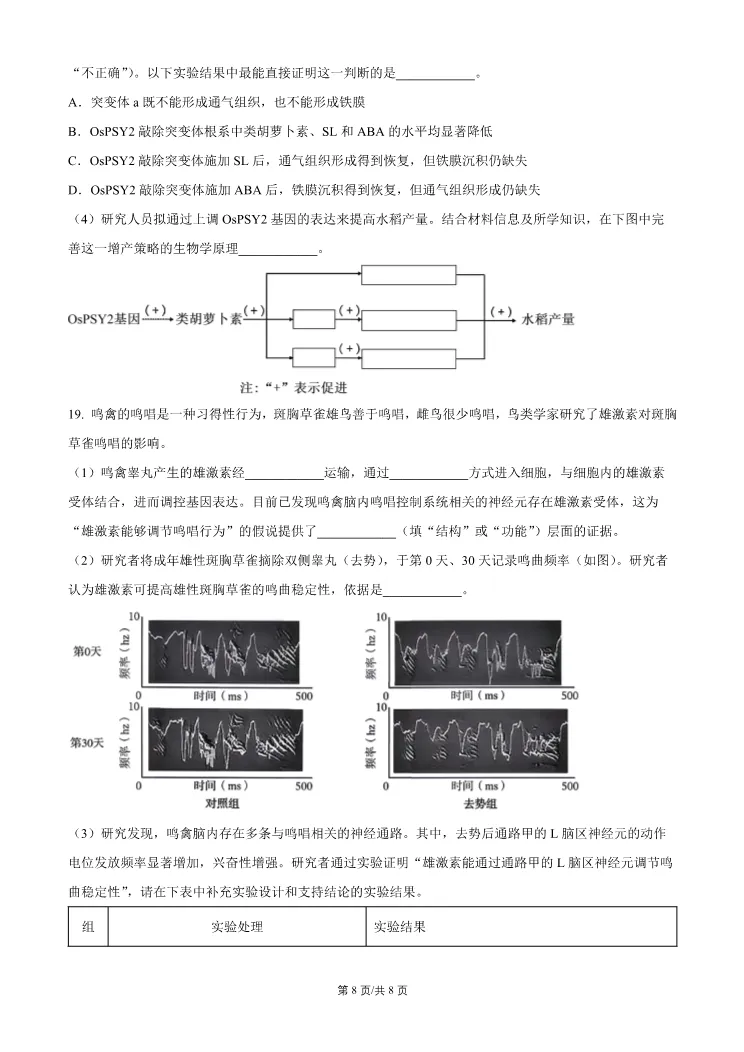 2026北京门头沟高三一模生物试卷 第8张