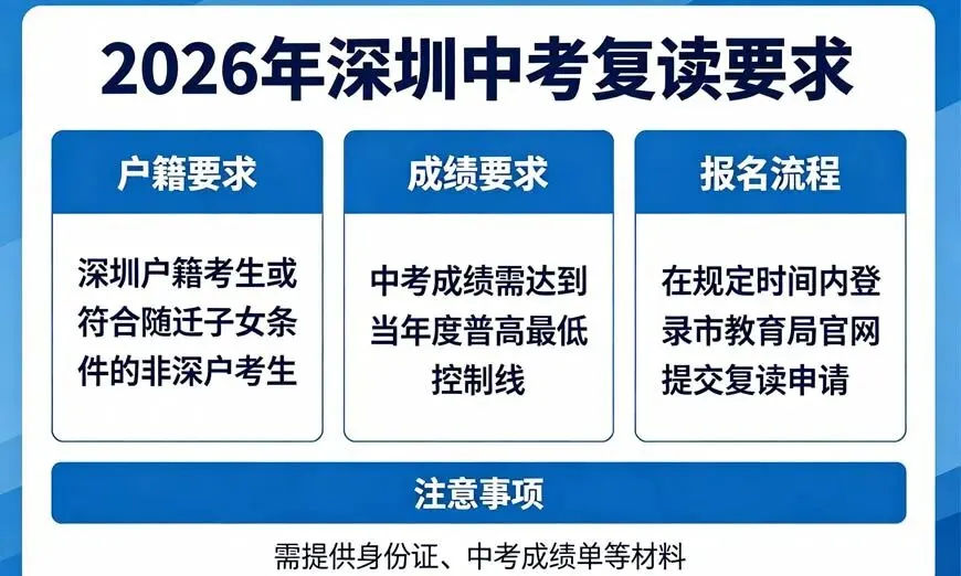2026年深圳中考复读有哪些要求? 第1张 2026年深圳中考复读有哪些要求? 第1张