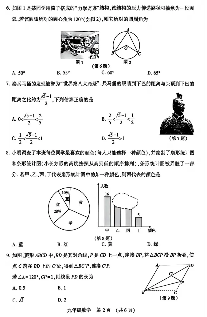 2026河南许昌中考二模数学试卷及答案 第2张