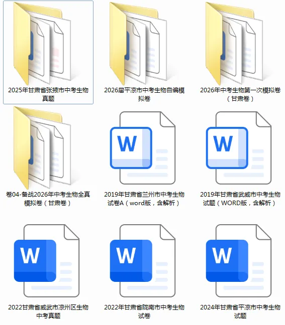 八年级生物中考真题及2026冲刺卷汇总(附下载方式) 第1张