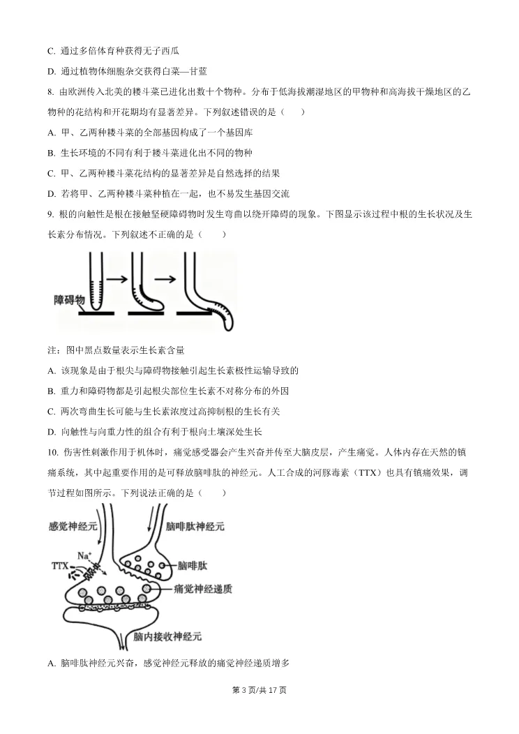 2026北京石景山高三一模生物试卷 第3张