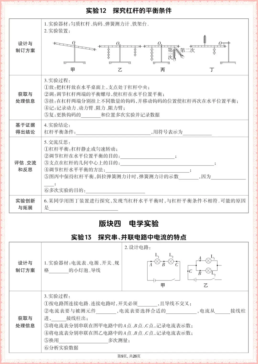 【中考物理实验汇总】2026年中考物理核心实验汇总(可下载打印) 第7张