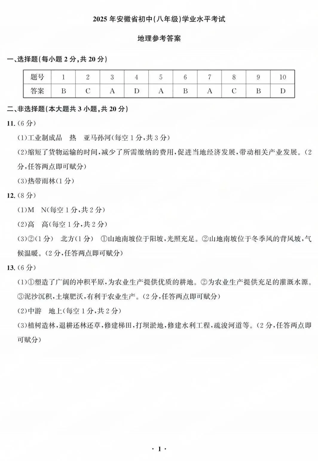 八年级学业水平考试试卷(地理、生物)有答案 第7张