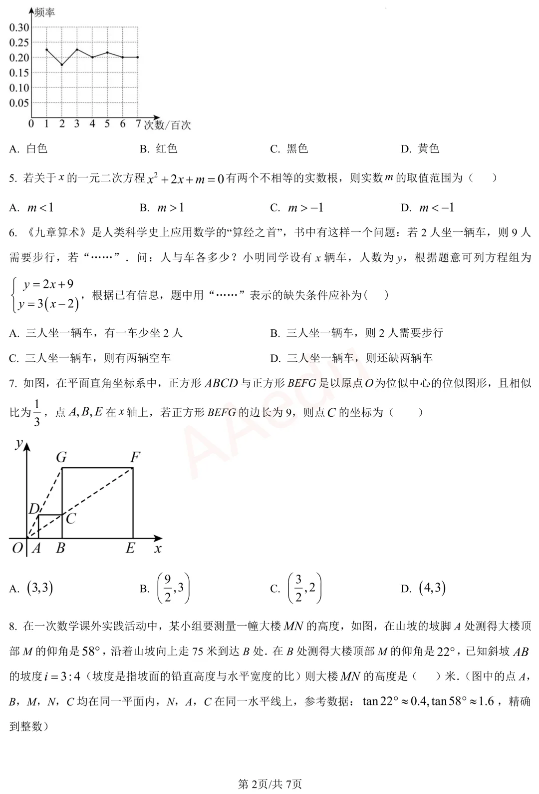 深圳市南山区2026届初三二模数学试卷+答案 第3张