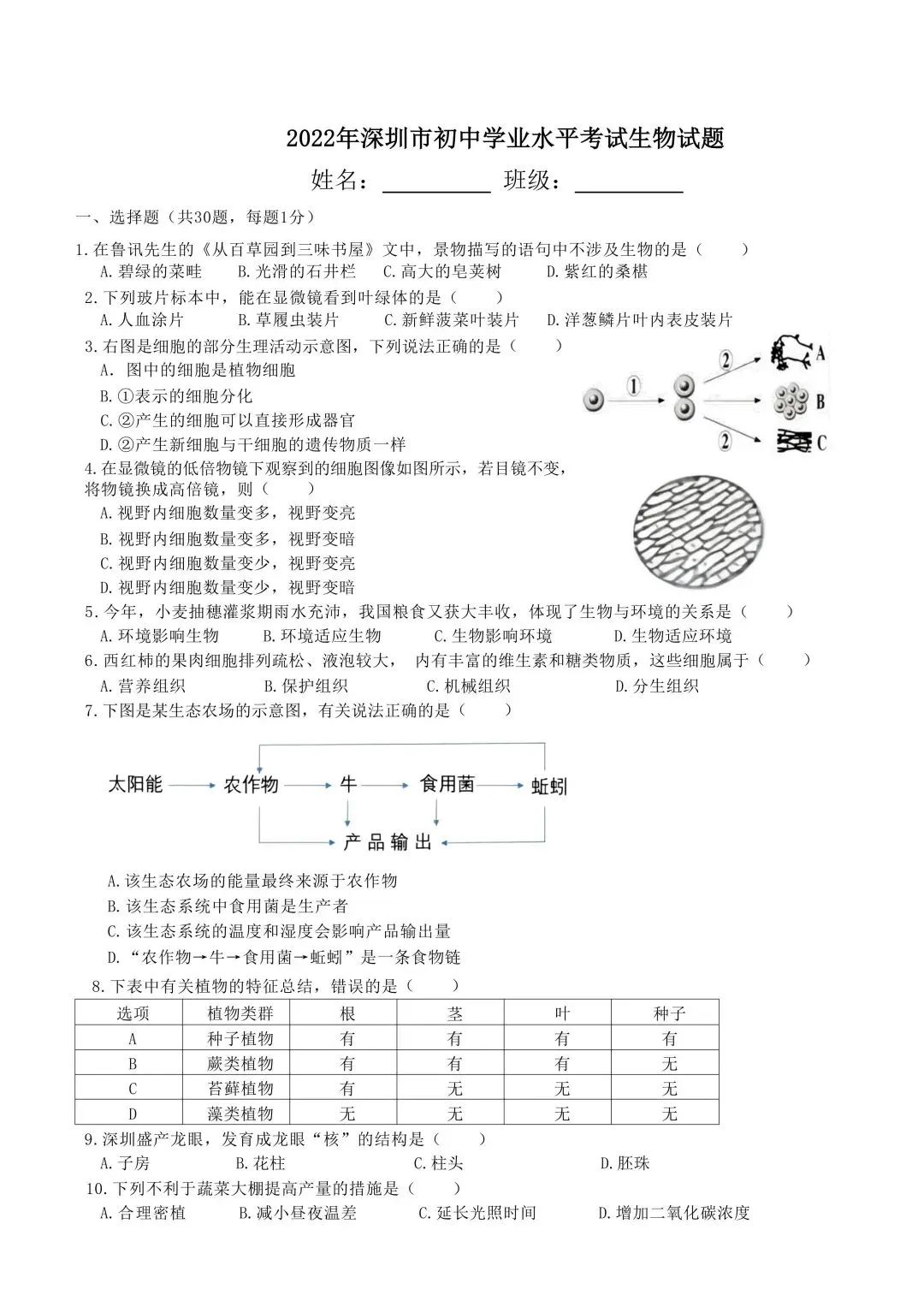 深圳市中考生地会考历年真题(2021-2025) 第9张