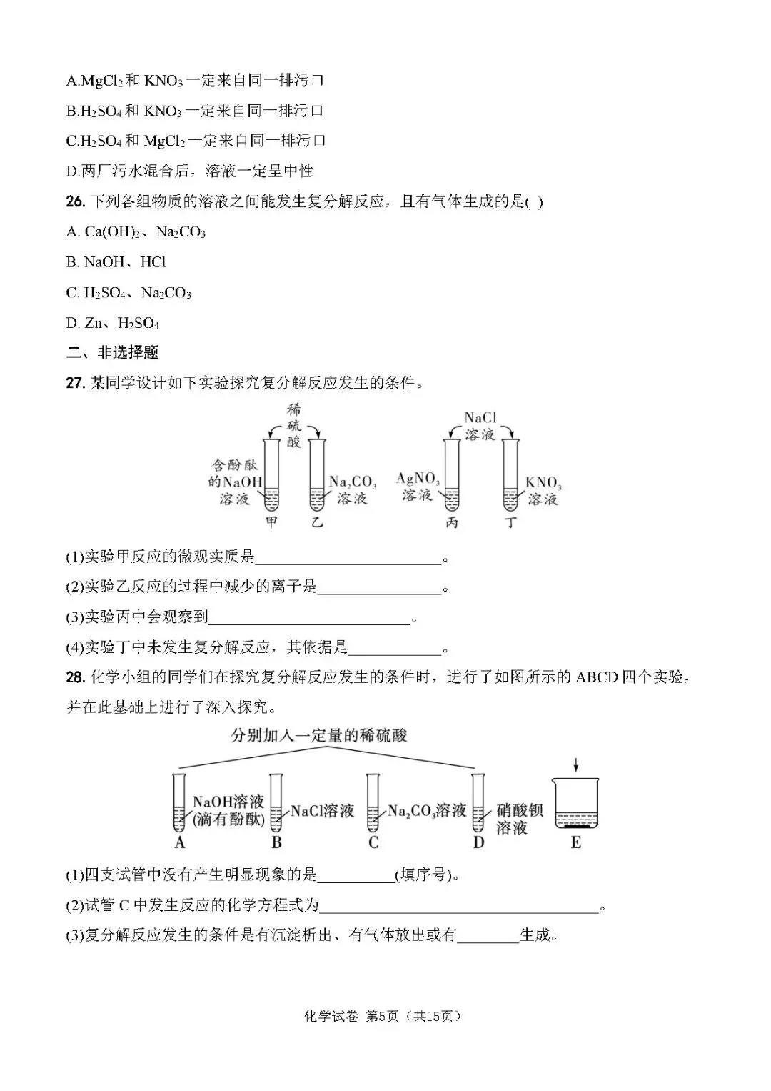 中考化学复习丨复分解反应专项训练 第5张