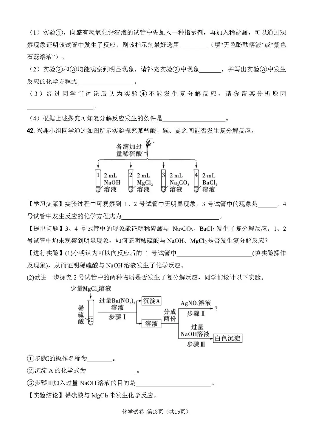 中考化学复习丨复分解反应专项训练 第13张