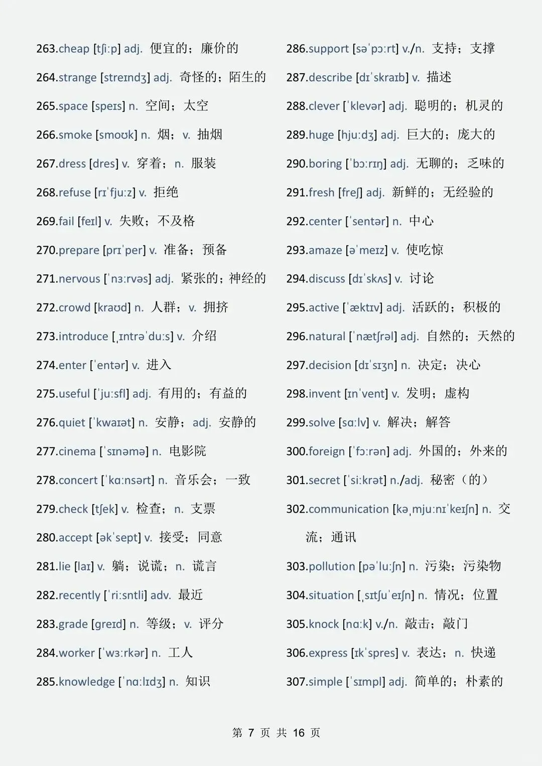 中考英语688个高频词,按考试出现频次整理,背完直接提分! 第9张