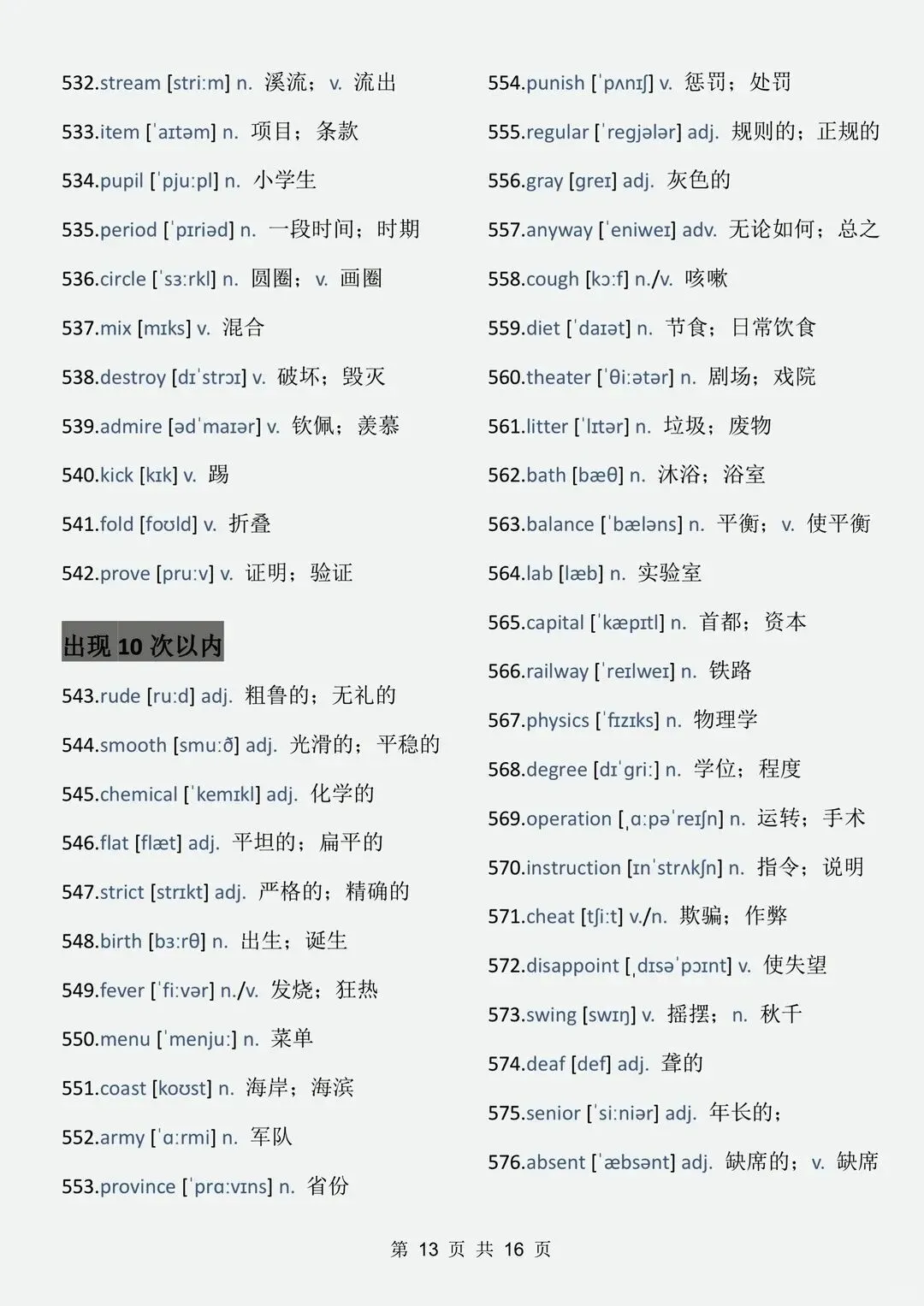 中考英语688个高频词,按考试出现频次整理,背完直接提分! 第25张