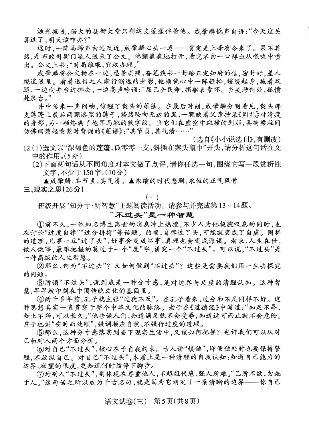 2026年九年级模拟测试(5月末) 第5张