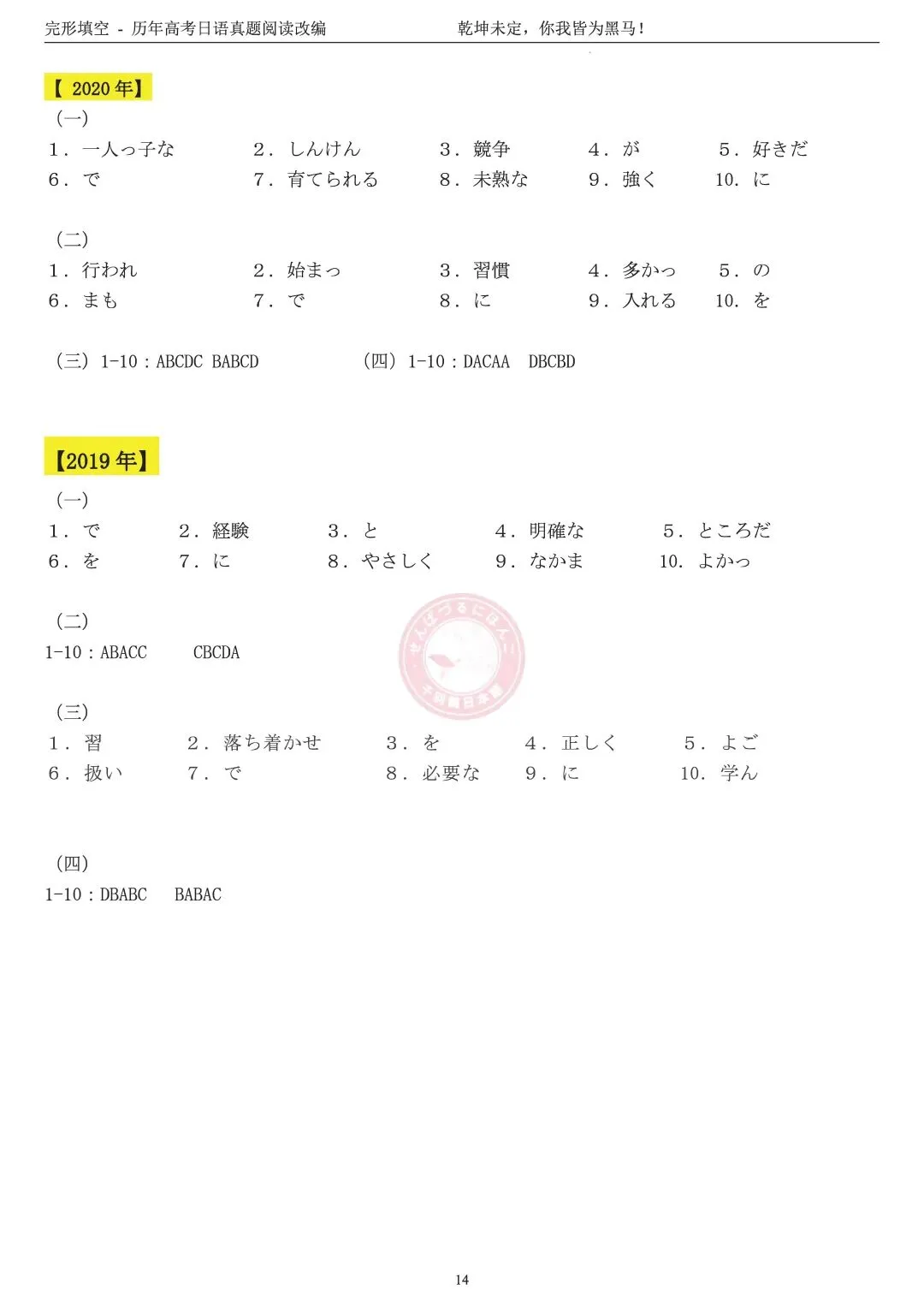 回归基础!回归真题!23-19年高考日语真题阅读改编版完形填空! 第10张 回归基础!回归真题!23-19年高考日语真题阅读改编版完形填空! 第10张