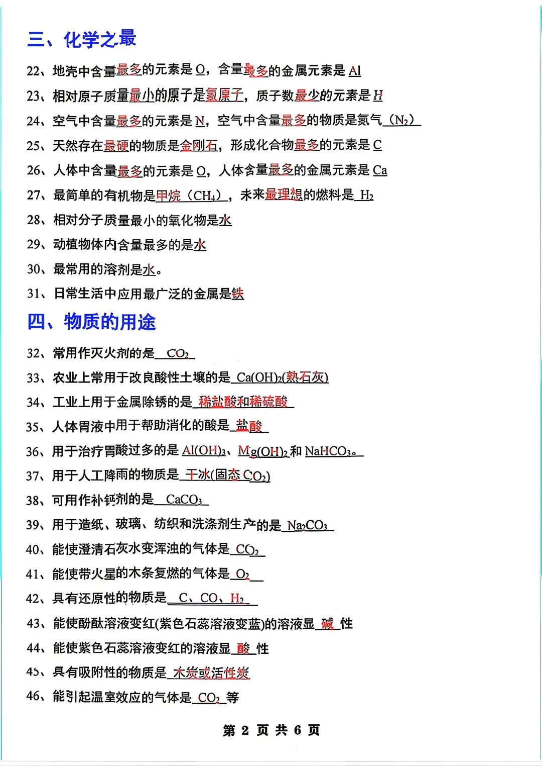 2026年中考化学必背131个题眼 第7张