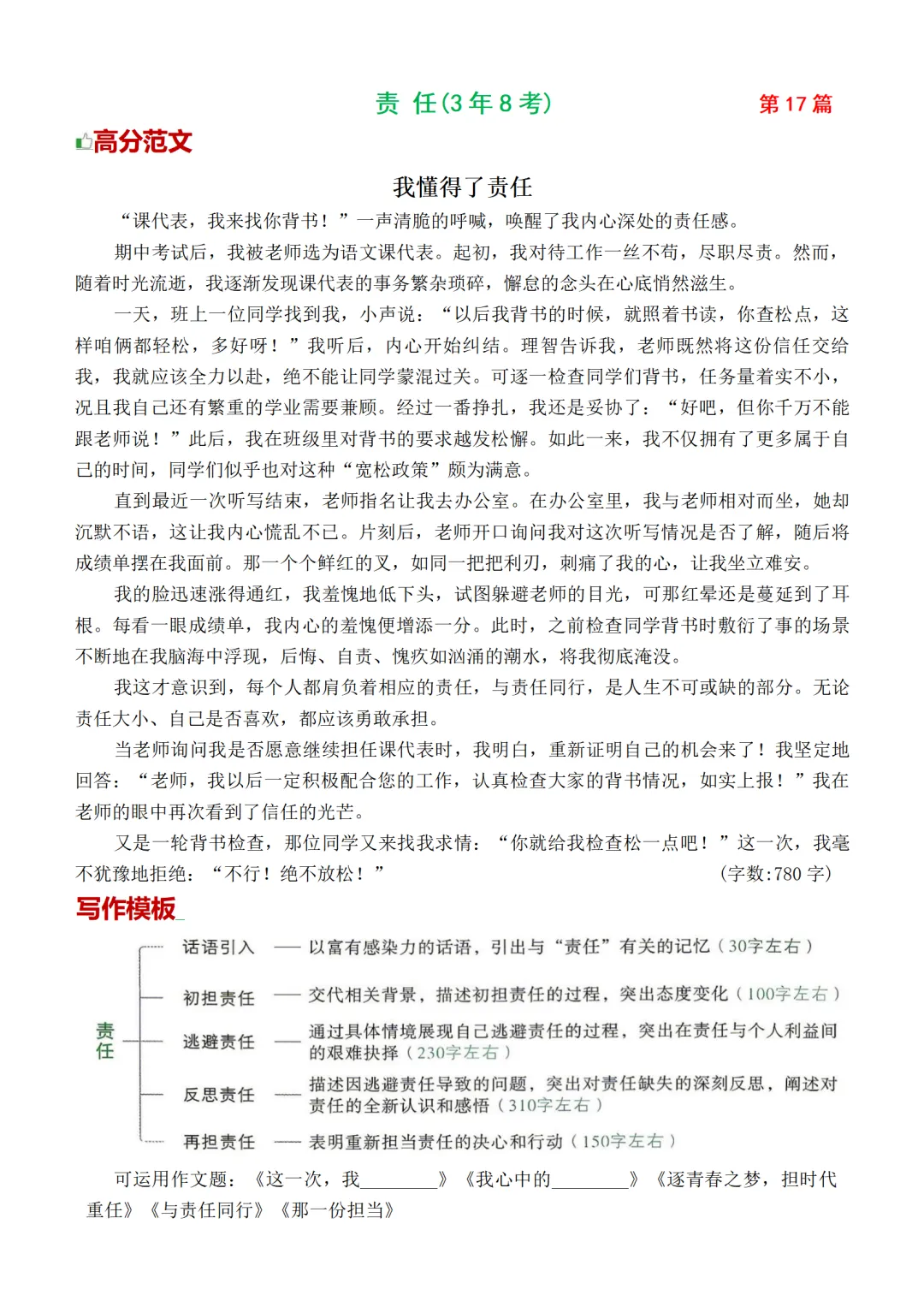 2026中考作文热点30篇(含高频主题+万能模板)|可下载 第20张