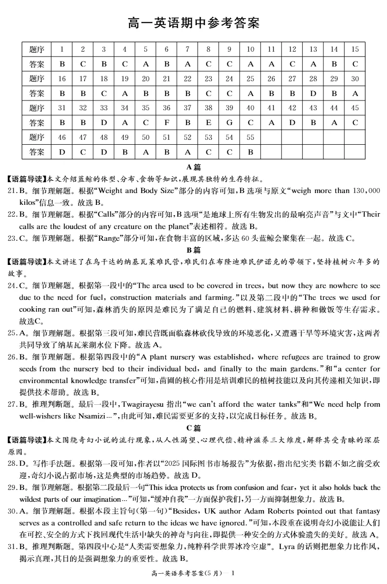 试卷分享:英语(高一期中5月) 第12张 试卷分享:英语(高一期中5月) 第12张
